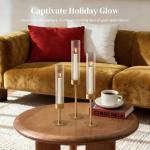 Gold Taper Candle Holders with Glass Cylinder Cover