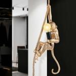 Vintage Monkey Pendant Light with Hemp Rope