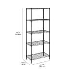 5-Shelf Adjustable Steel Storage Rack - Black