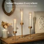 Gold Taper Candle Holders with Glass Cylinder Cover