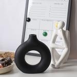 Black Donut Ceramic Vase for Minimalist Decor
