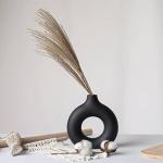 Black Donut Ceramic Vase for Minimalist Decor