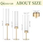 Gold Taper Candle Holders with Glass Cylinder Cover