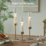 Gold Taper Candle Holders with Glass Cylinder Cover