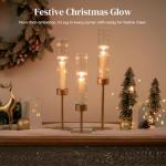 Gold Taper Candle Holders with Glass Cylinder Cover