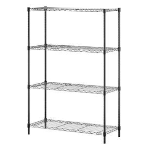 4-Tier Black Wire Storage Shelves - Adjustable Racks