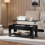 Lift Top Coffee Table with Hidden Storage, Black