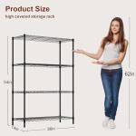 4-Tier Black Wire Storage Shelves - Adjustable Racks