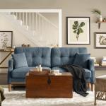 70" Dark Blue Loveseat Sofa with USB Port