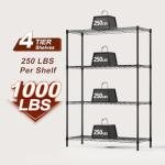 4-Tier Black Wire Storage Shelves - Adjustable Racks