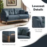 70" Dark Blue Loveseat Sofa with USB Port
