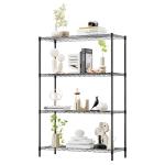 4-Tier Black Wire Storage Shelves - Adjustable Racks