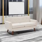 Beige Mid Century Modern Loveseat Sofa