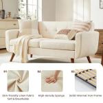 Beige Mid Century Modern Loveseat Sofa