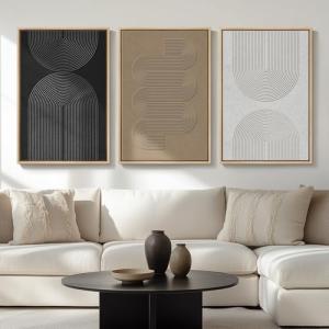 Black and White Abstract 3-Piece Wall Art Set