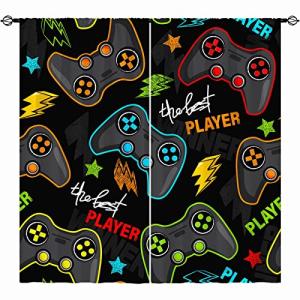 Gamer-Themed Rod Pocket Curtains for Kids
