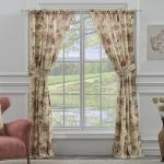 Ecru Cotton Curtain Panels - Antique Rose Design