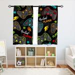 Gamer-Themed Rod Pocket Curtains for Kids