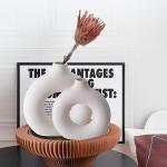 Hanaomaoyi White Ceramic Donut Vases - Set of 2
