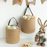 Goodpick Small Woven Jute Hanging Baskets Set