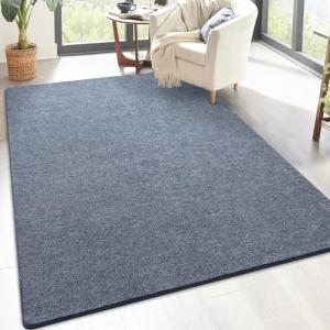 Soft Blue and White Minimalist Area Rug 5x8