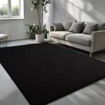 Black 5x7 ft Washable Area Rug for Minimalist Decor