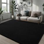 Black 5x7 ft Washable Area Rug for Minimalist Decor