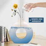 Hanaomaoyi White Ceramic Donut Vases - Set of 2