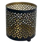 Black Metal Candle Holder with Gold Interior