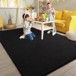 Black 5x7 ft Washable Area Rug for Minimalist Decor