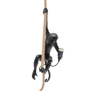 Vintage Monkey Pendant Light with Hemp Rope