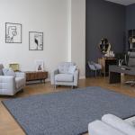 Soft Blue and White Minimalist Area Rug 5x8