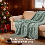 GentleSoft Sage Green Checkered Throw Blanket 50x60