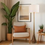 Novogratz 65" Floor Lamp with Faux Wood Base