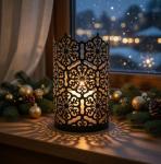 Set of 2 Bronze Candle Holders and Lanterns