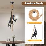 Vintage Monkey Pendant Light with Hemp Rope