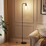 Black Industrial Floor Lamp with Glass Shade