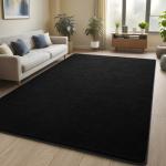Black 5x7 ft Washable Area Rug for Minimalist Decor