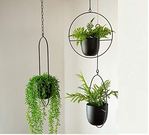 Black Metal Wall Hanging Planter for Minimalist Decor