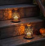 Set of 2 Bronze Candle Holders and Lanterns