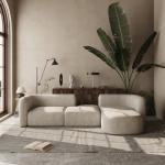 Cream Velvet Modular 4-Seater Sofa