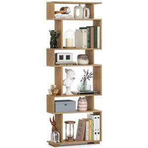 Geometric 6-Tier Wooden Bookshelf for Storage