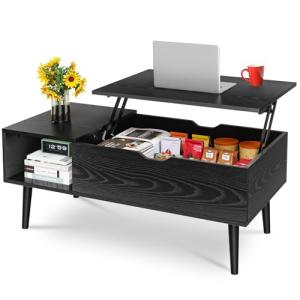 Black Wood Lift Top Coffee Table with Storage
