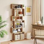 Geometric 6-Tier Wooden Bookshelf for Storage