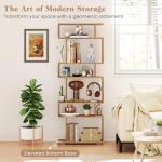 Geometric 6-Tier Wooden Bookshelf for Storage