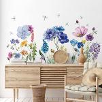 Colorful Floral and Dragonfly Wall Decals Set