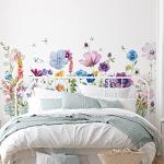 Colorful Floral and Dragonfly Wall Decals Set