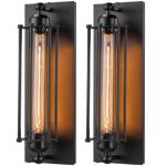 Industrial Black Wall Sconces - 2 Pack