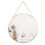 Gold Round Hanging Mirror with Chain Decor