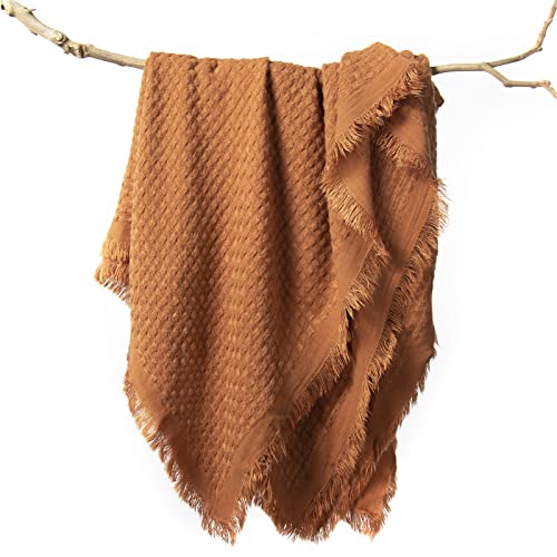Cozy Burnt Orange Knit Throw Blanket